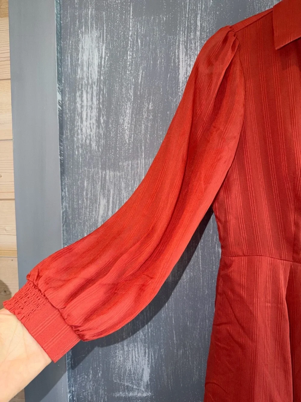 Skies Are Blue Red Shirt Dress Long Sleeve Button Front NWT Size Small - Picture 5 of 8